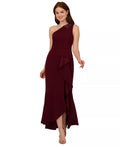 Women's Beaded One-Shoulder Crepe Gown